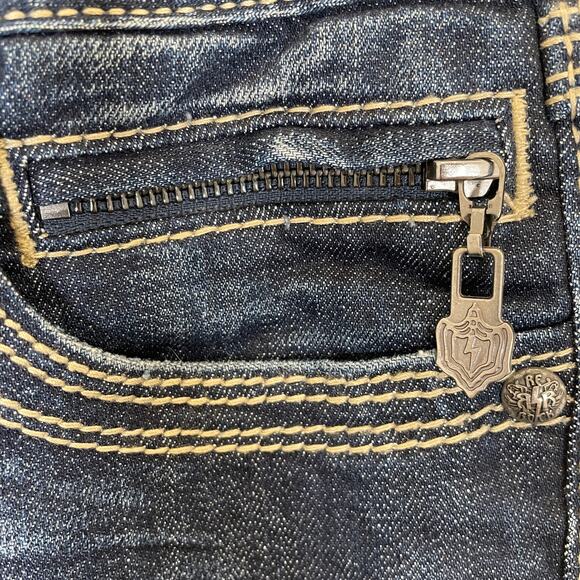 ReRock for Express Y2K Barely Boot Jeans Embroidered Pockets Low Rise 6 - Picture 3 of 8